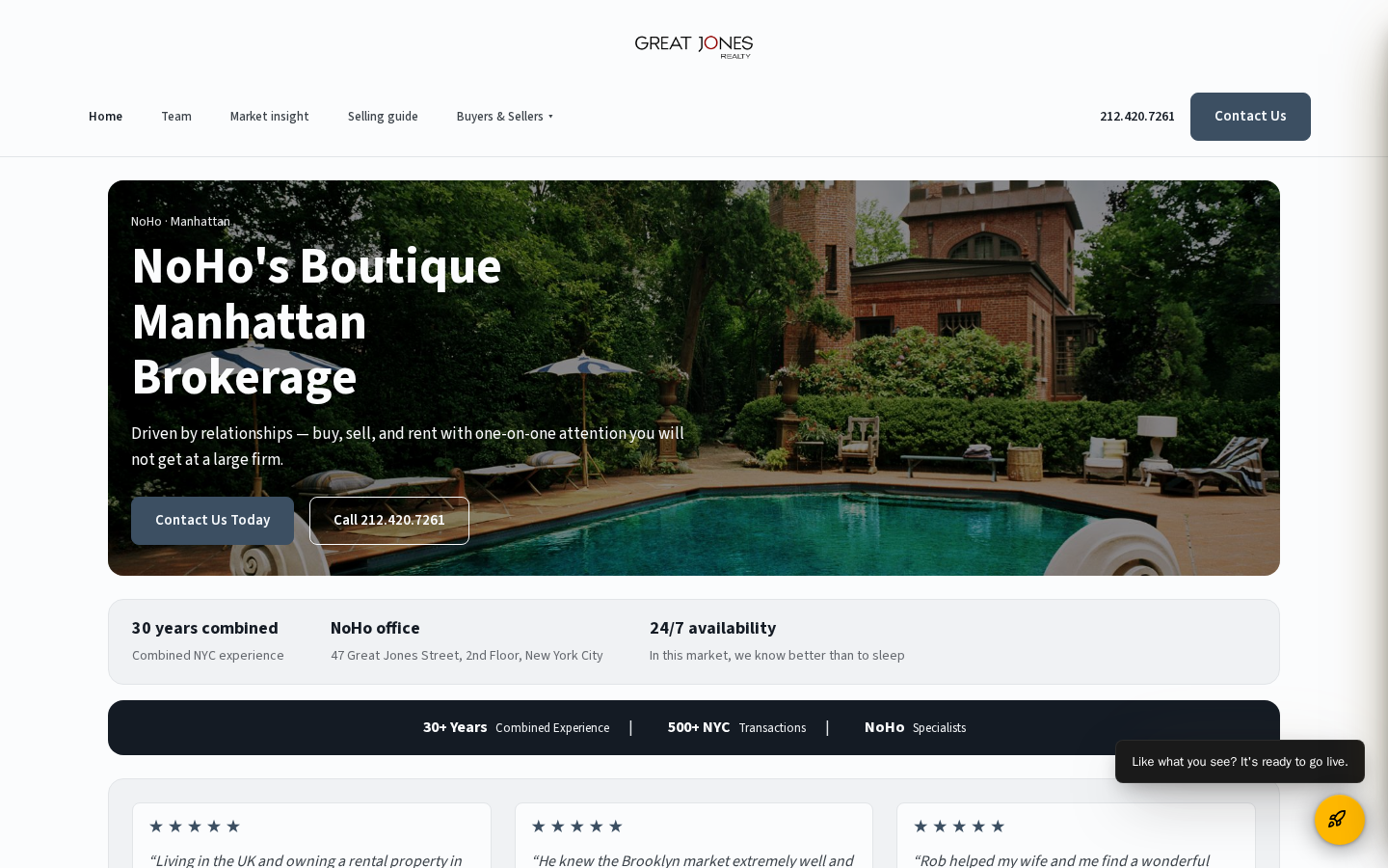 Great Jones Realty website preview