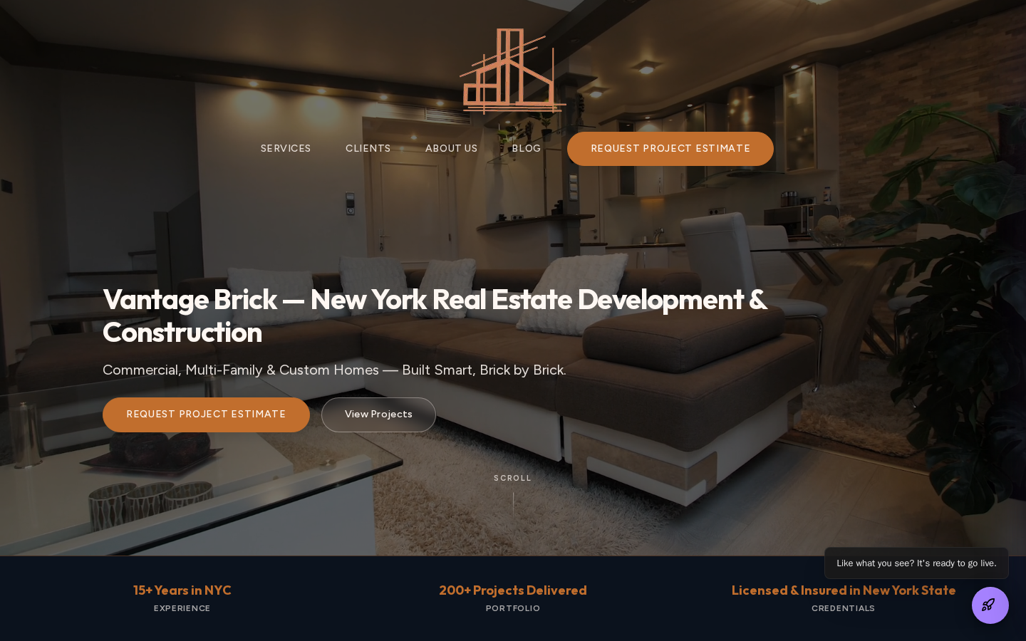 Vantage Brick website preview