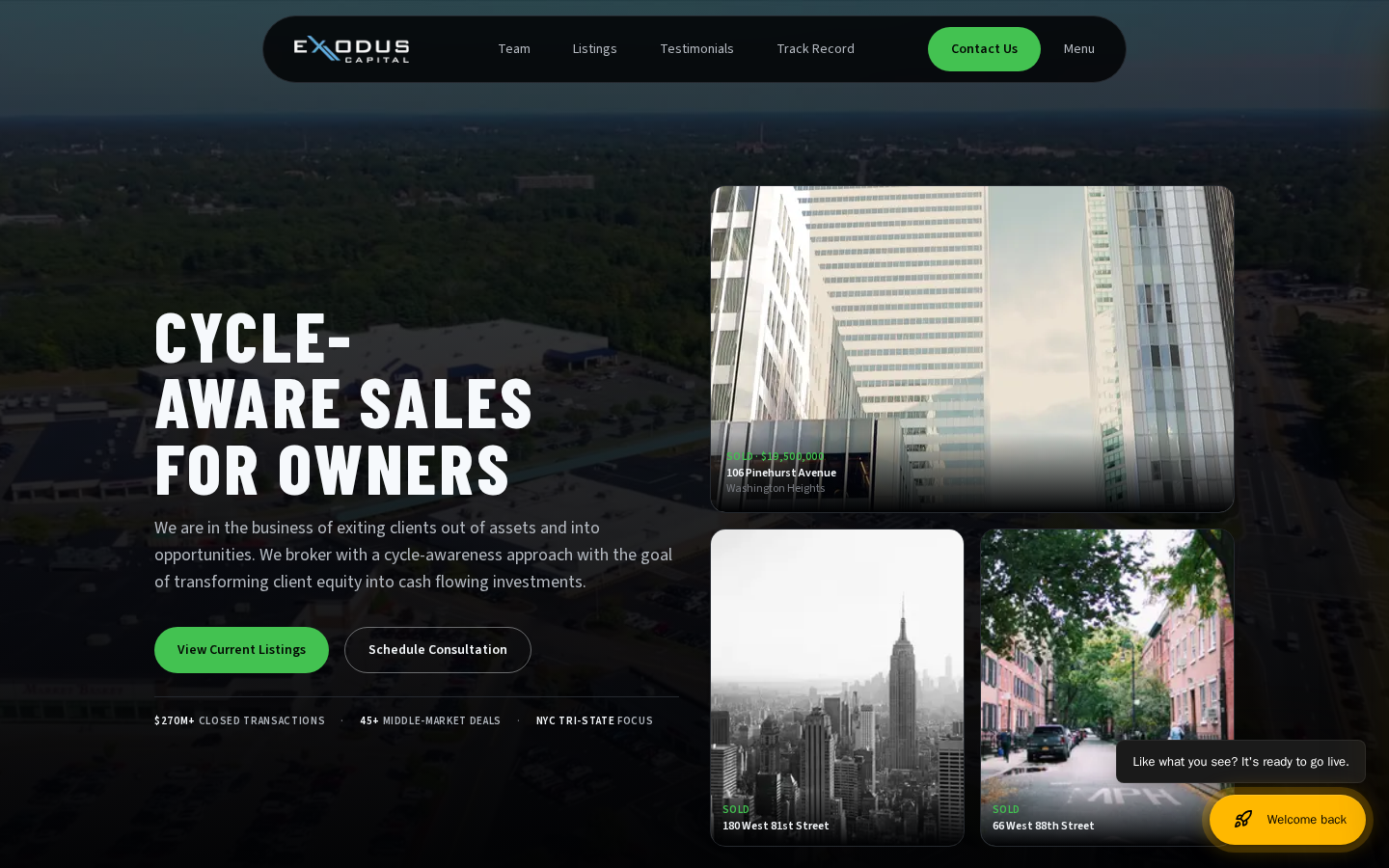 Exodus Capital website preview