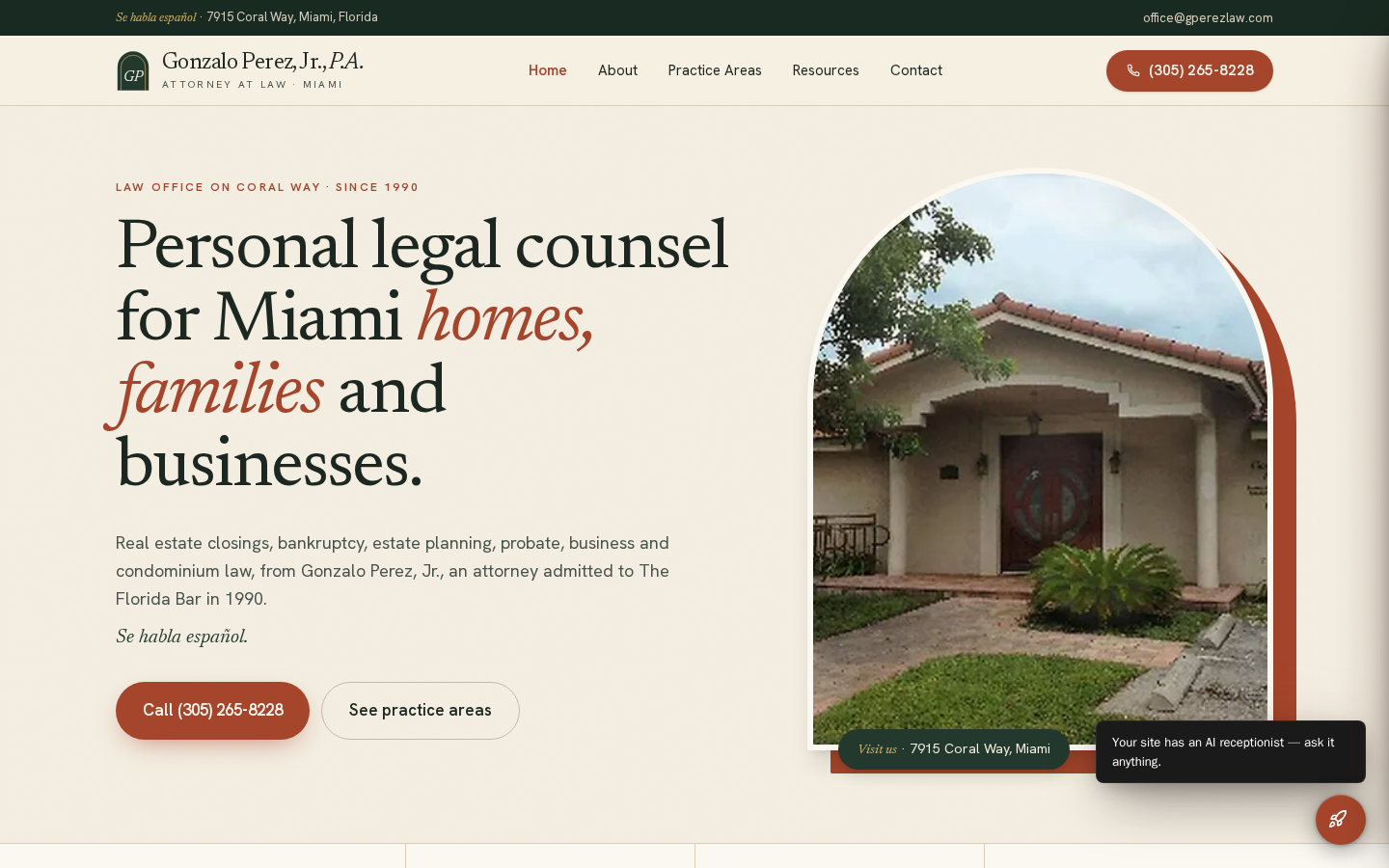 Gonzalo Perez, Jr., P.A. website designed and built by DeftPath