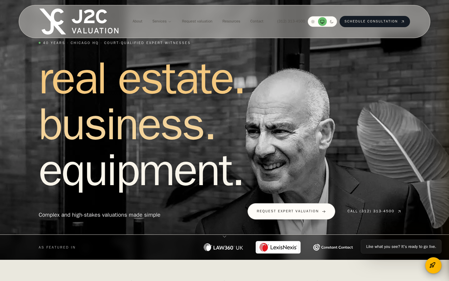 J2c Valuation website preview