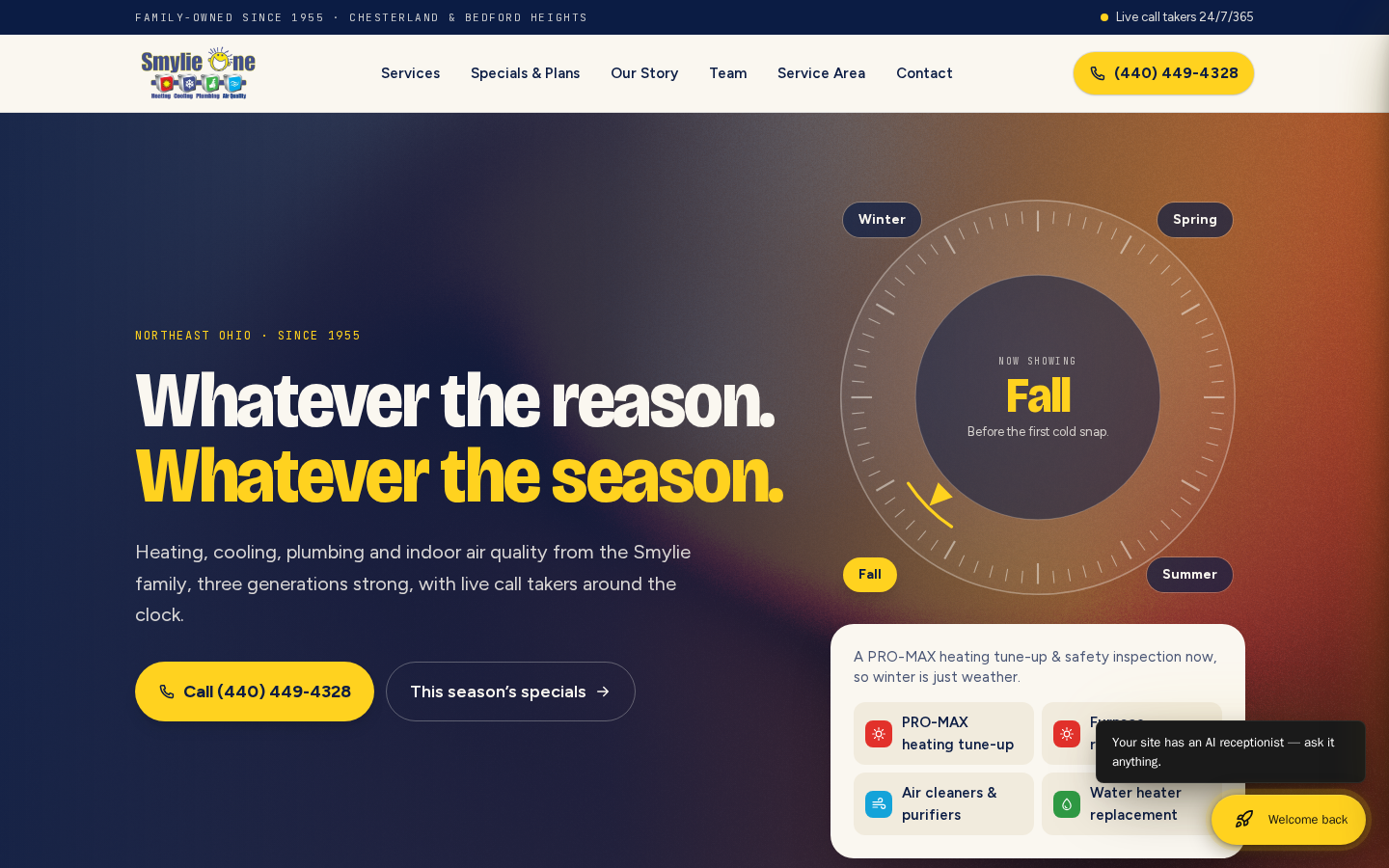 Smylie One Heating, Cooling & Plumbing website preview