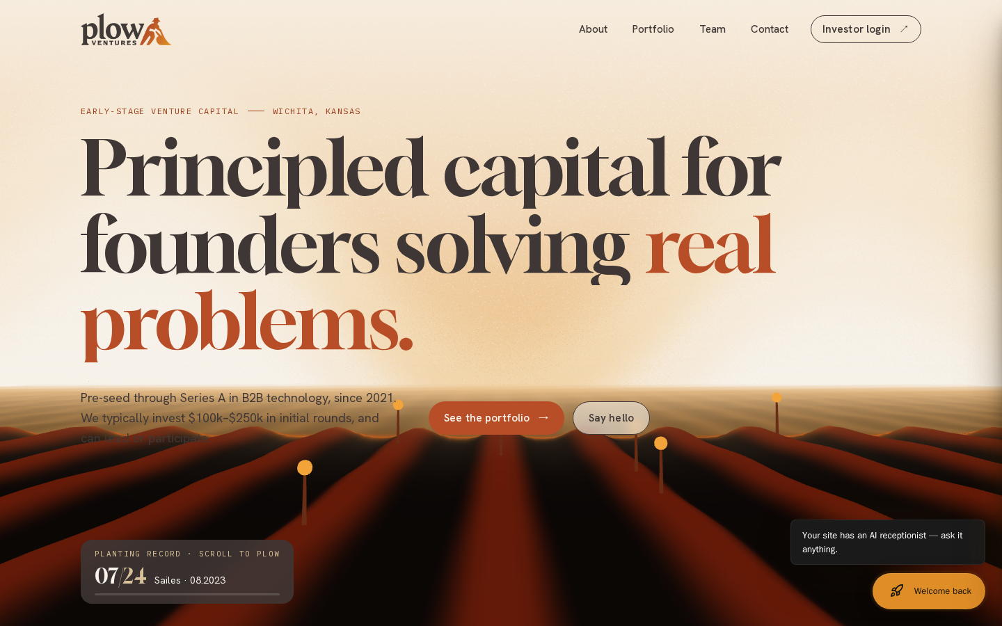 Plow Ventures website preview