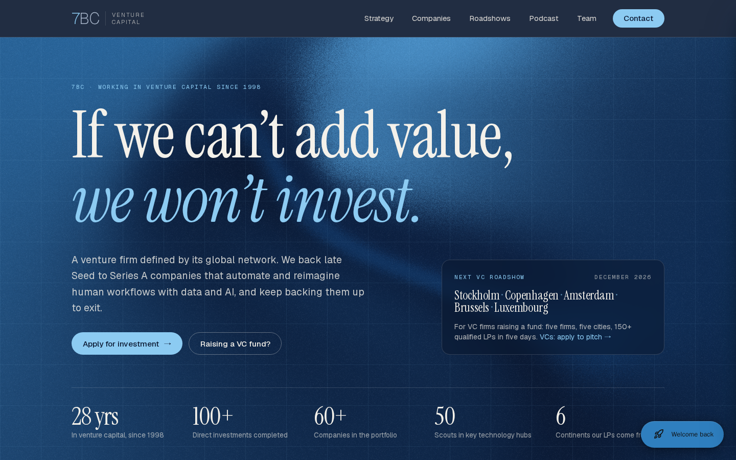 7BC Venture Capital website preview