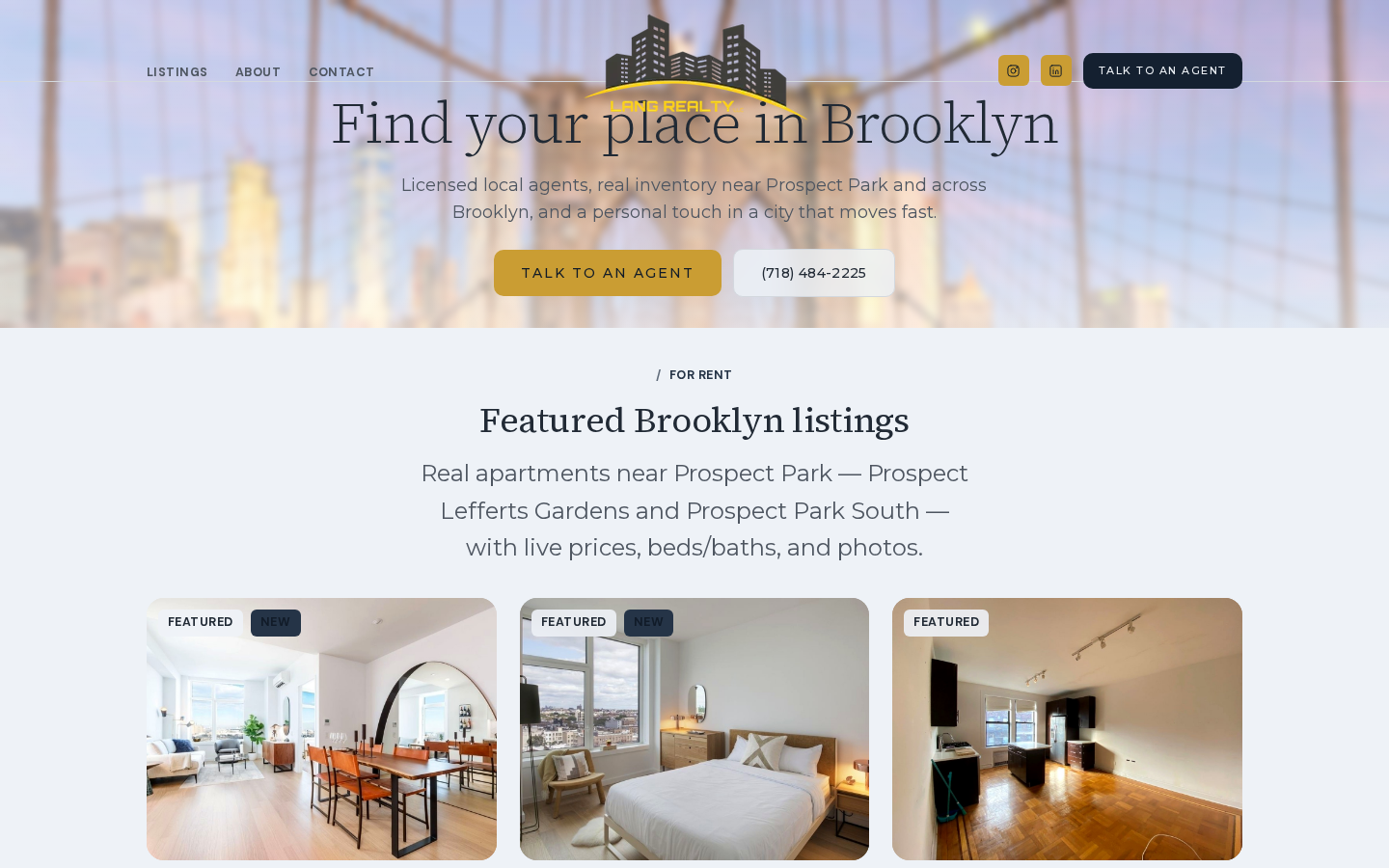 Lang Realty Ny website preview