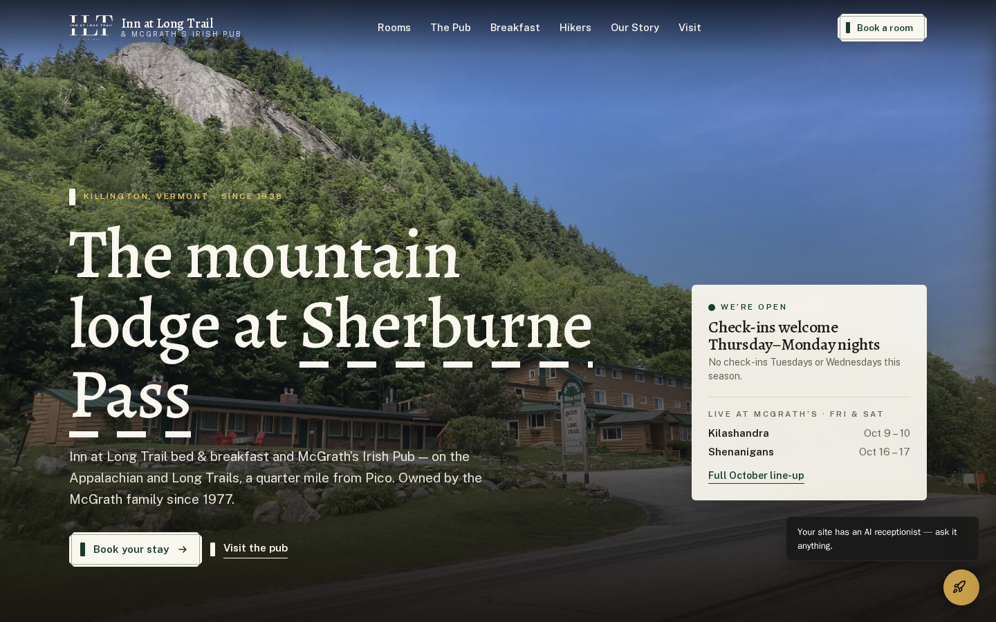 Inn at Long Trail website preview