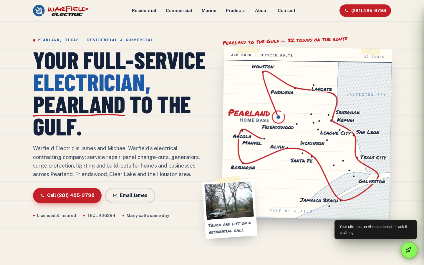 Warfield Electric website designed and built by DeftPath