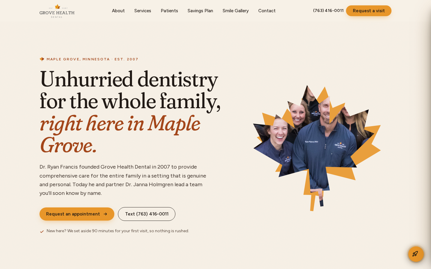 Grove Health Dental website preview