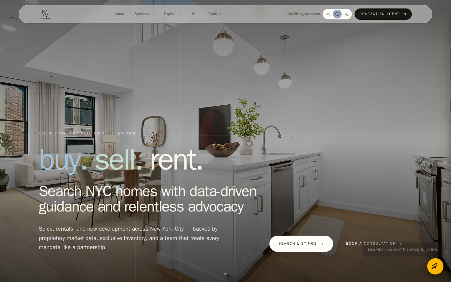 Novo Living website preview