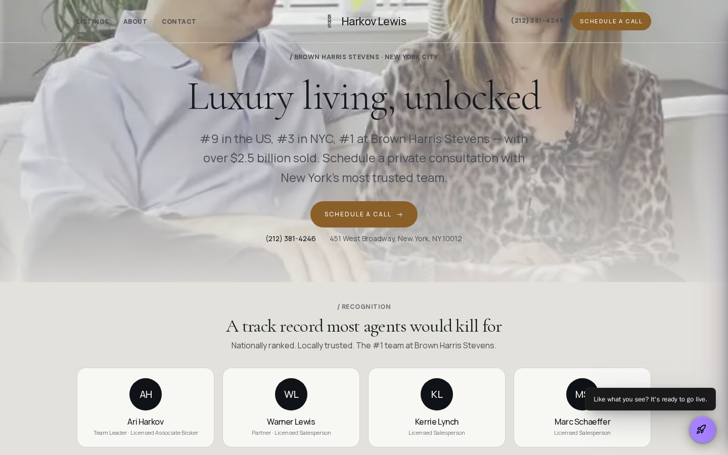 Harkov Lewis Team At Brown Harris Stevens website preview