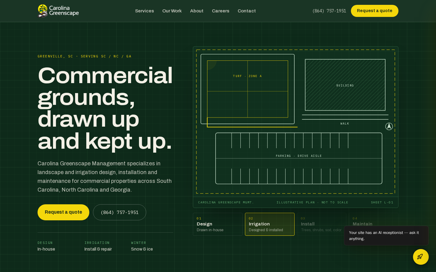 Carolina Greenscape Management website designed and built by DeftPath