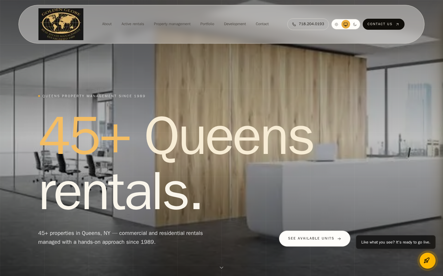 Golden Globe Real Estate Management website preview