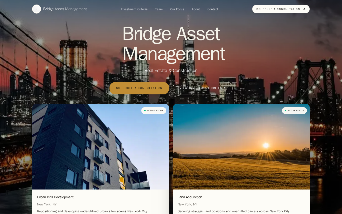 Bridge Asset Management website preview