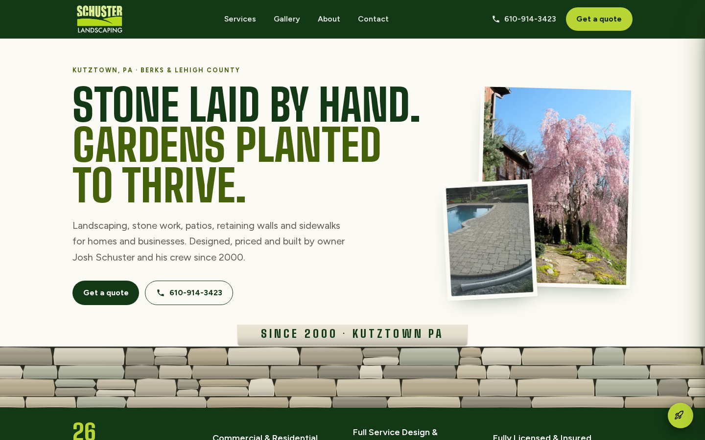 Schuster Landscaping website designed and built by DeftPath