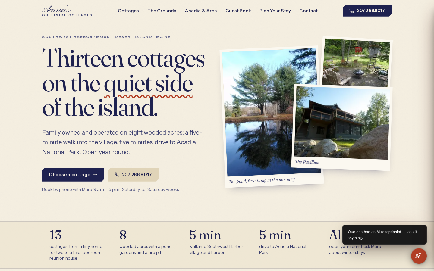 Anna's Quietside Cottages website preview