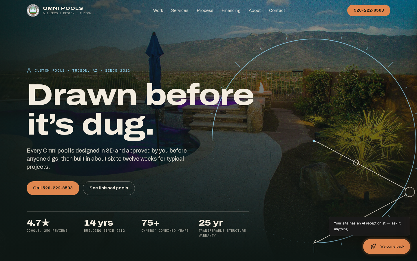 Omni Pool Builders and Design website designed and built by DeftPath