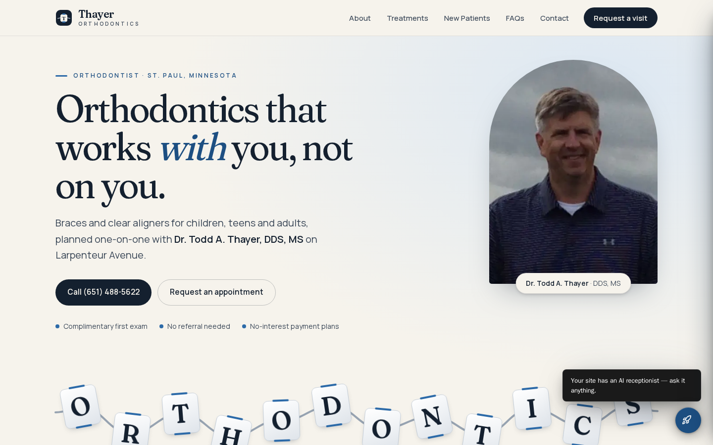 Thayer Orthodontics website preview