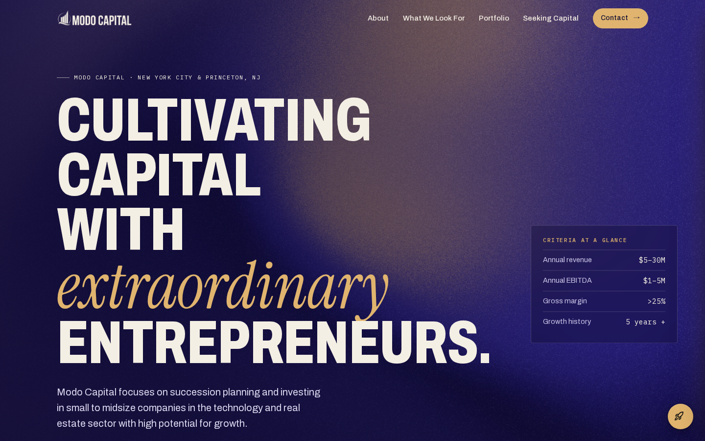 Modo Capital website preview