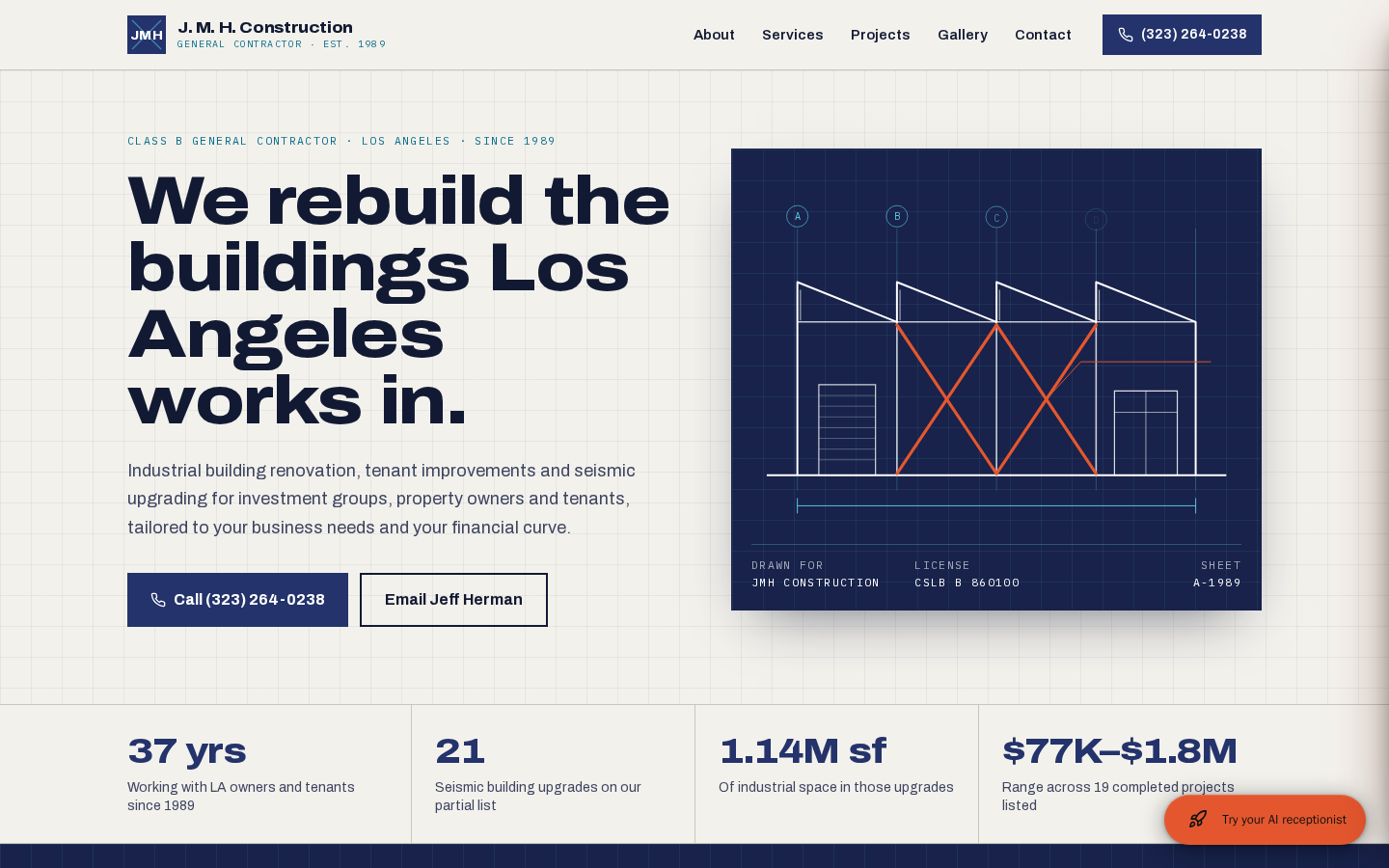 JMH Construction website designed and built by DeftPath
