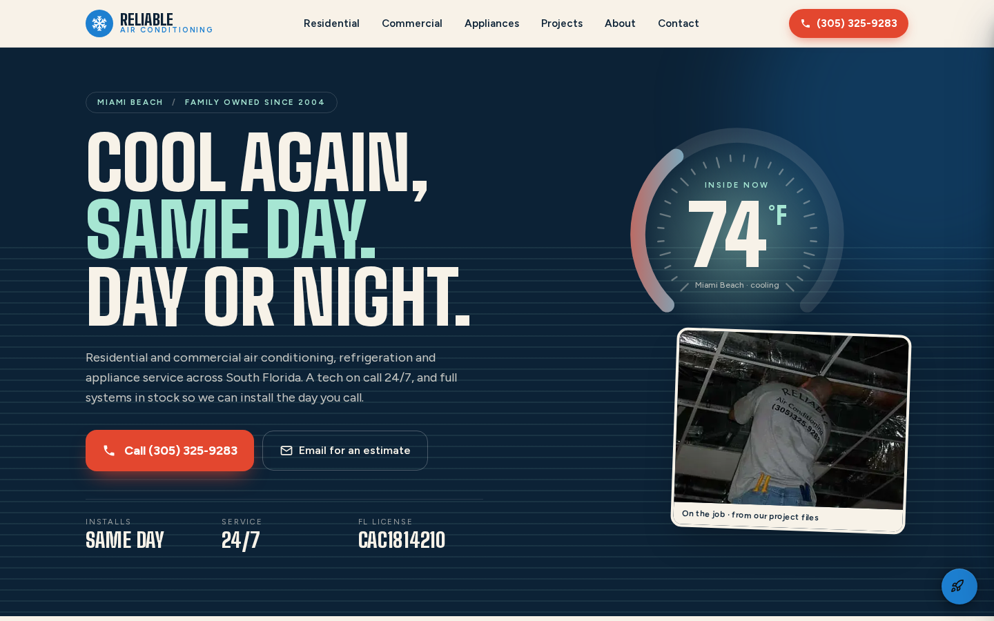 Reliable Air Conditioning website designed and built by DeftPath